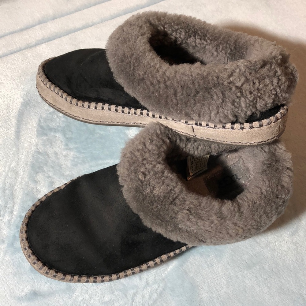UGG Wrin Suede Slippers with Sheepskin Collar